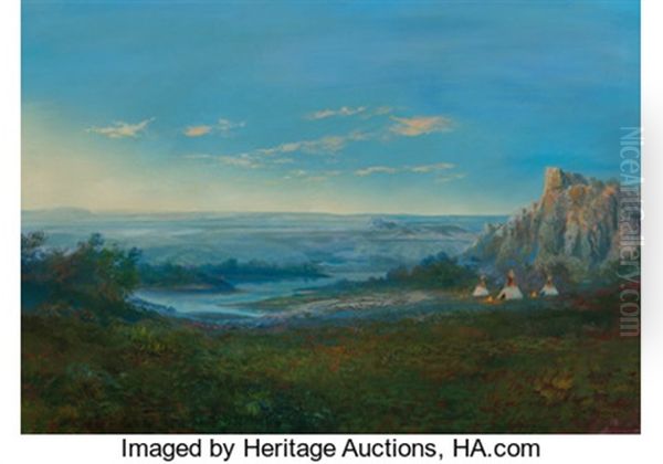 Camp At The Edge Of Evening Oil Painting by William M. Standing