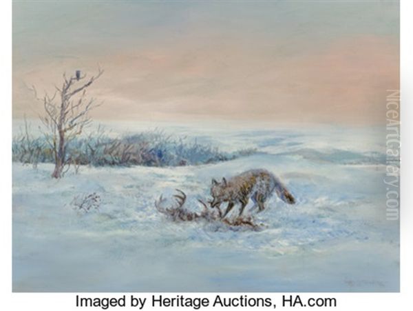 Winter Wolf Oil Painting by William M. Standing