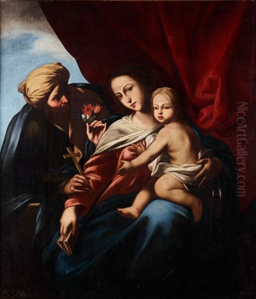 Die Heilige Familie Oil Painting by Massimo Stanzione