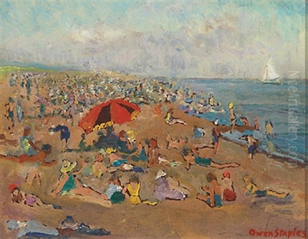 On The Beach (+ Sketch Of A Girl On A Beach, Verso) Oil Painting by Owen B. Staples