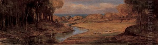 Pastoral Scene With Grazing Sheep Oil Painting by Owen B. Staples