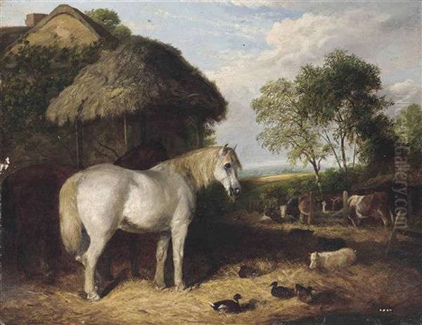 Farmyard Friends Oil Painting by Arthur J. Stark