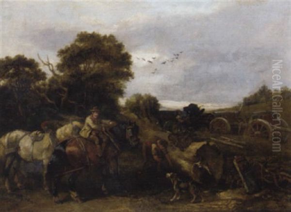 Loggers Oil Painting by Arthur J. Stark