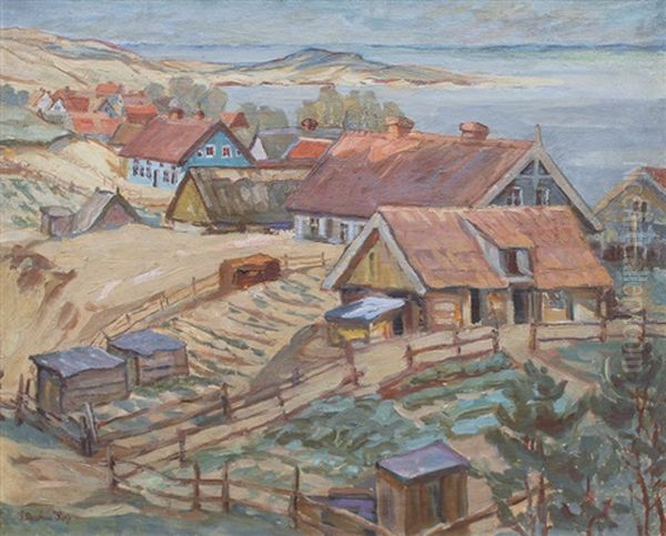 View Of Purwin - Nidden Oil Painting by Paula Staschus-Floess