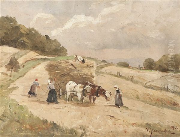 Heuernte Oil Painting by Vitus Staudacher