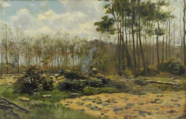 The Wood Cutters Oil Painting by Willem II Steelink