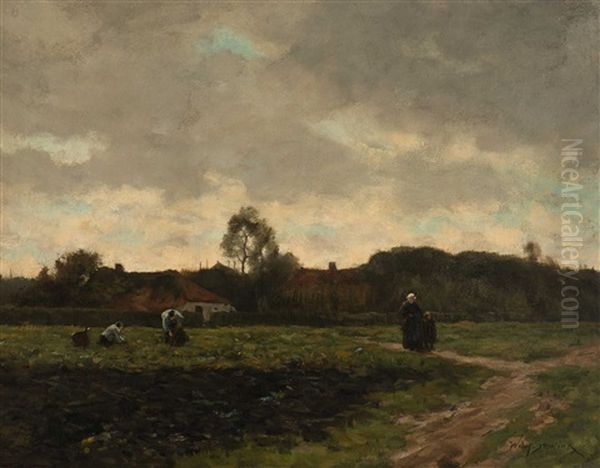 Op Het Land, Scherpenzeel Oil Painting by Willem II Steelink