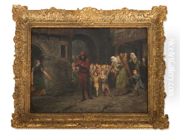Pied Piper Of Hamelin Oil Painting by Willem II Steelink