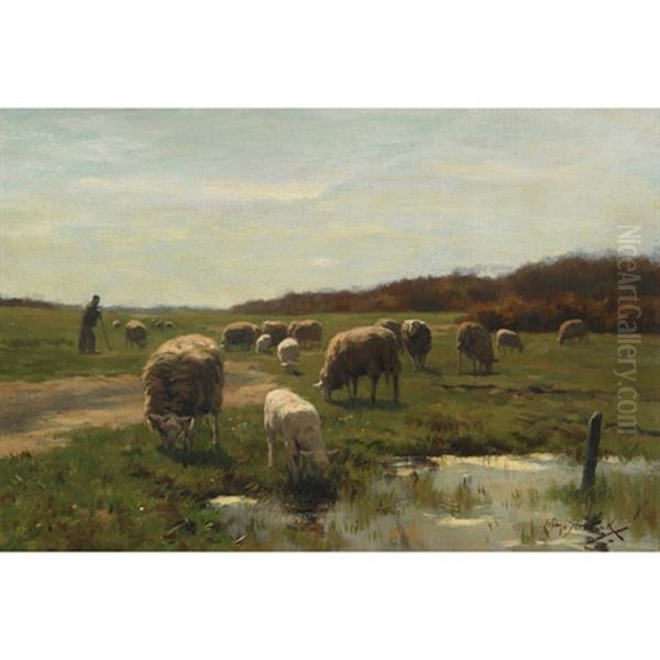 Guarding The Flock Oil Painting by Willem II Steelink