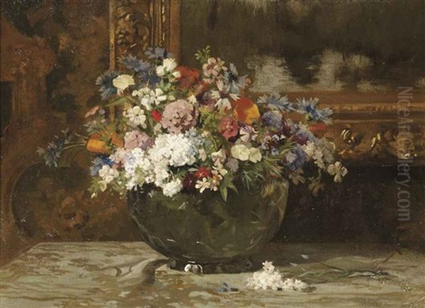 A Colorful Summer Bouquet Oil Painting by Willem II Steelink