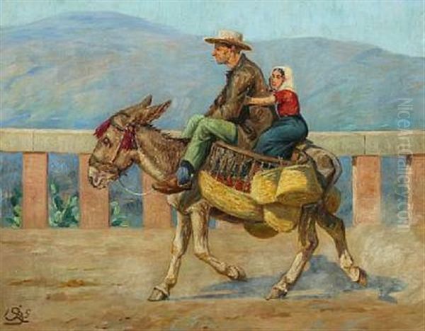 On The Way To Market Oil Painting by J. Resen Steenstrup