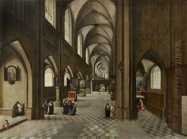 Church Interior Oil Painting by Hendrick van Steenwyck the Elder