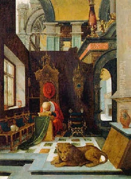 Der Hl. Hieronymus In Einem Interieur Oil Painting by Hendrick van Steenwyck the Elder