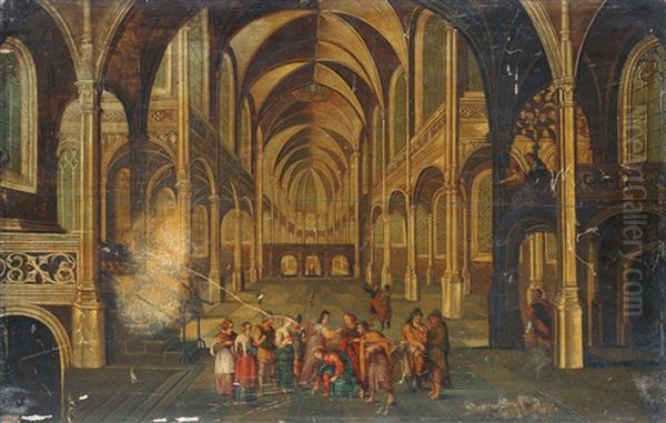 A Church Interior With Christ And The Woman Taken In Adultery Oil Painting by Hendrick van, the Younger Steenwyck