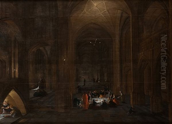 Interior De Iglesia Con La Ultima Cena Oil Painting by Hendrick van, the Younger Steenwyck