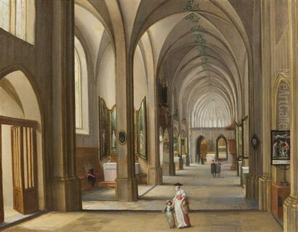 Church Interior Oil Painting by Hendrick van, the Younger Steenwyck