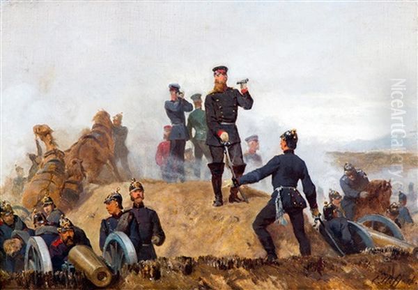 Scene From The Franco German War Oil Painting by Carl Steffeck