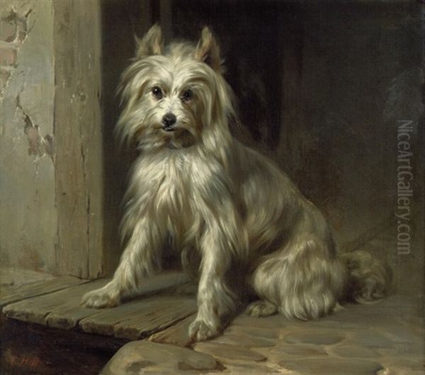Sitzender Terrier Oil Painting by Carl Steffeck