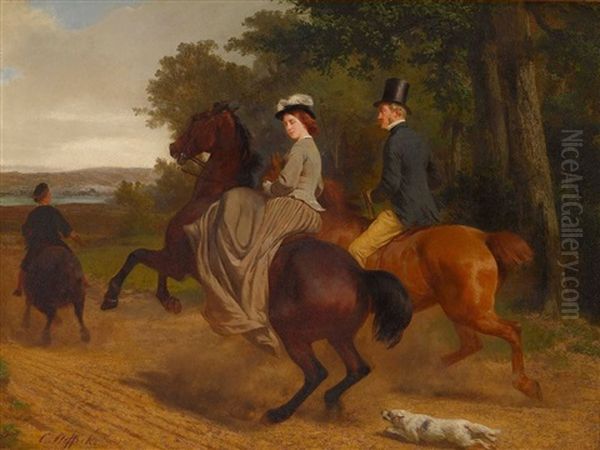 Familienausritt Oil Painting by Carl Steffeck