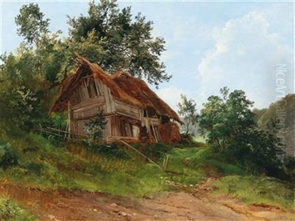 Derelict House Oil Painting by Franz II Steinfeld