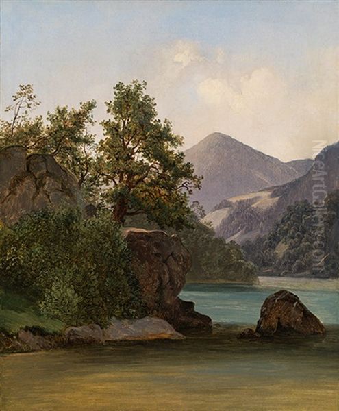 Scenery From The Salzkammergut Oil Painting by Franz II Steinfeld