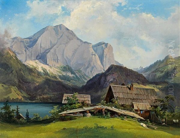 Scene Of The Austrian Alps Oil Painting by Franz II Steinfeld