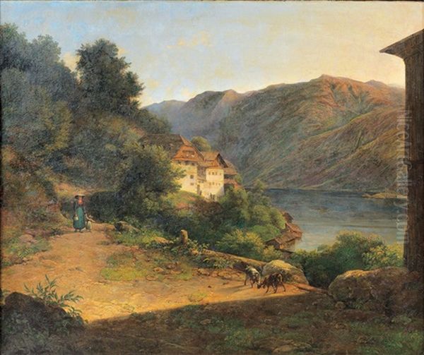 Motiv Aus Dem Salzkammergut Oil Painting by Franz II Steinfeld