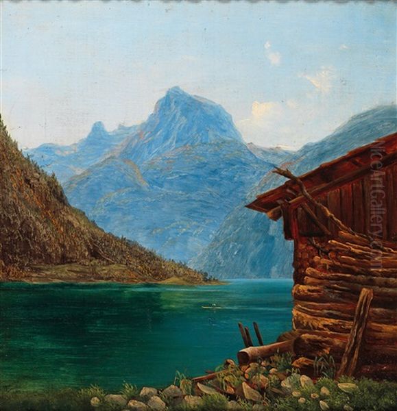Hallstattersee Gegen Krippenstein Oil Painting by Franz II Steinfeld