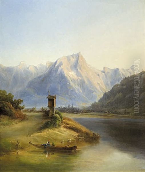 Hallstattersee Oil Painting by Franz II Steinfeld
