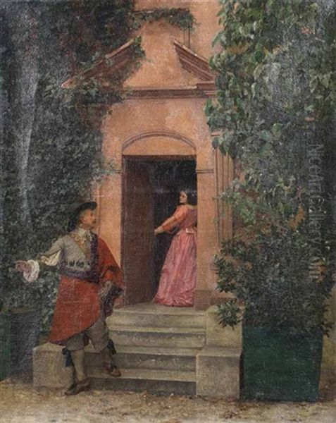 Les Adieux Discrets Oil Painting by Adolphe Charles Ed. Steinheil