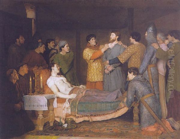 The Death Of Richard The Lionheart Oil Painting by Adolphe Charles Ed. Steinheil