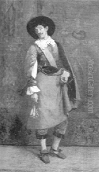 A Cavalier Oil Painting by Adolphe Charles Ed. Steinheil