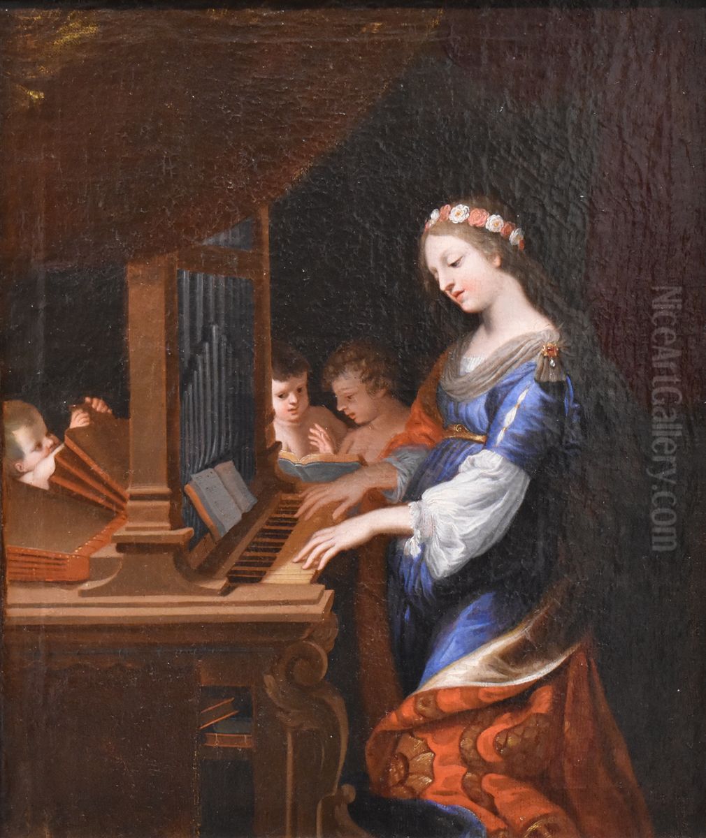 Sainte Cecile Jouant De L'orgue Oil Painting by Jacques Stella