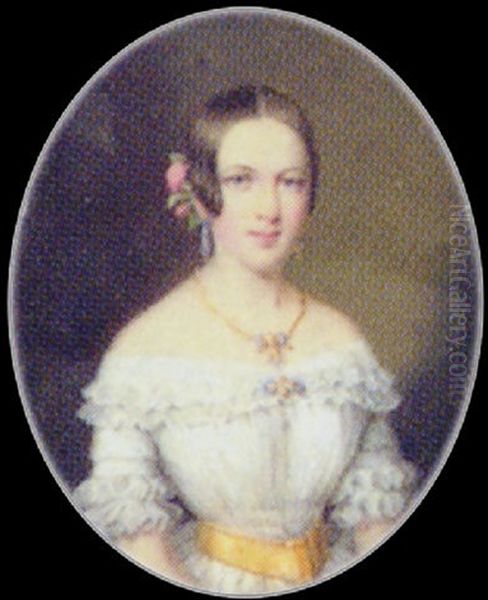 Anna Caroline Stelzner Oil Painting by Carl Ferdinand Stelzner