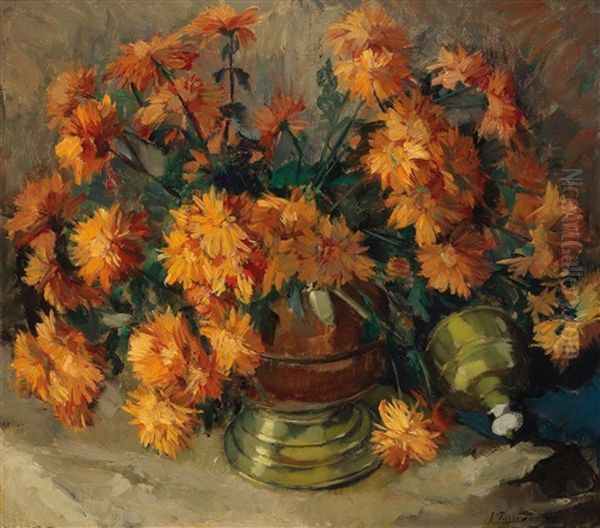 Still Life With Asters Oil Painting by Jean-Pierre Stemmer