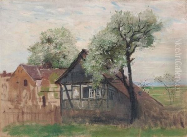 Bauernhaus Im Fruhling Oil Painting by Robert Sterl