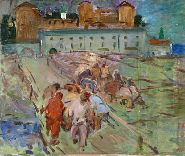 Verladearbeiten In Nishni Nowgorod Oil Painting by Robert Sterl