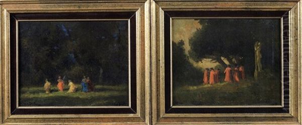 Scenes De Parc (pair) Oil Painting by Charles Walter Stetson