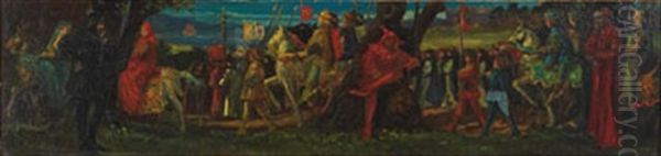 Chaucer And Dante (sketch For A Library Frieze) Oil Painting by Charles Walter Stetson