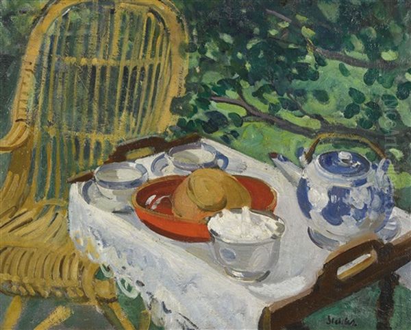 Der Theetisch Oil Painting by Martha Stettler