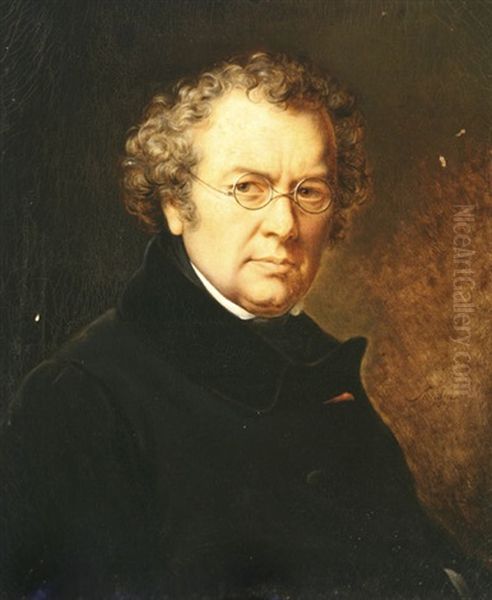 Portrait Of A Gentleman Wearing Glasses Oil Painting by Charles Auguste Guillaume Steuben