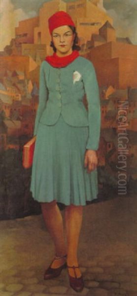 Bildnis Einer Jungen Dame Oil Painting by Fernand Steven