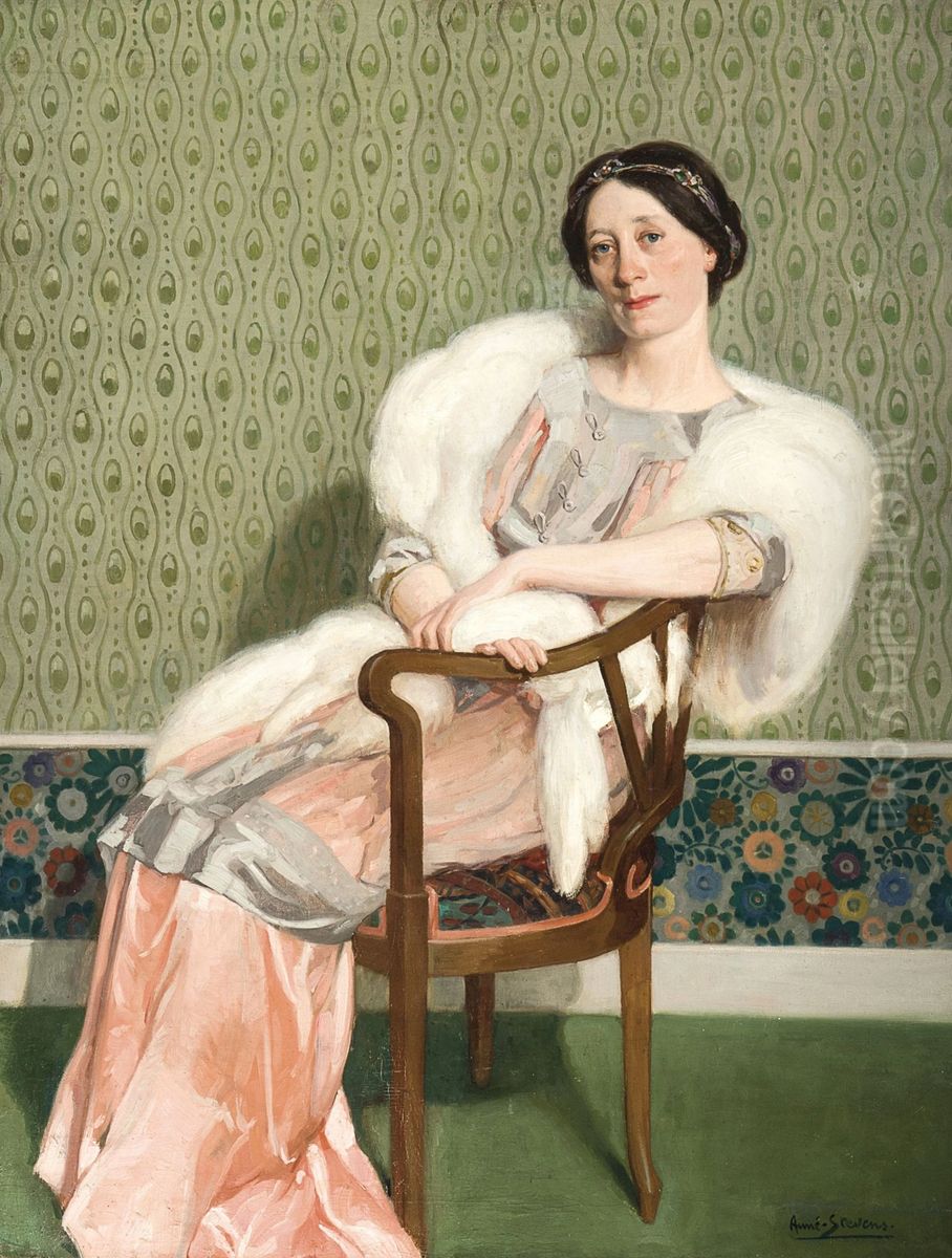 Lady In An Interior Oil Painting by Aime Stevens