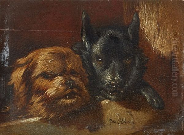 Two Dogs Oil Painting by Joseph Stevens