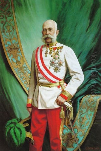 Kaiser Franz Josef In Galauniform Mit Dem Orden Vom Goldenen Vlies Und Den Osterreichischen Hausorden Oil Painting by Oswald Stieger