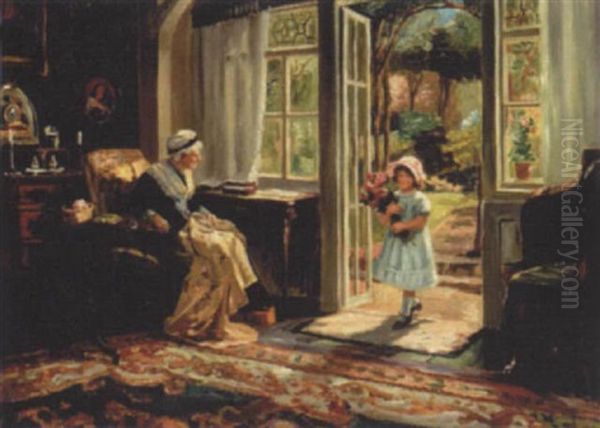 A Bouquet For Grandmother Oil Painting by John Stirling