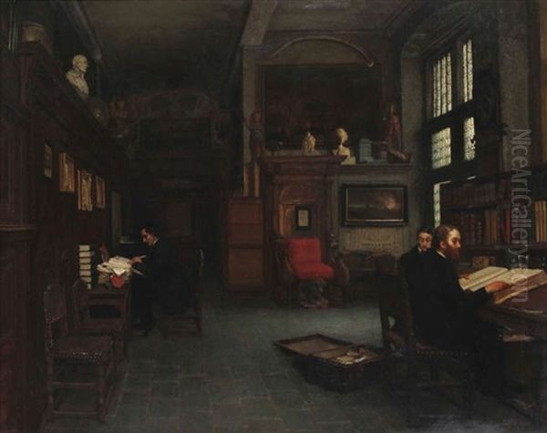 Notaires Dans Leur Etude Oil Painting by Jan Stobbaerts