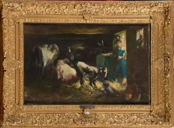 Etable Animee Oil Painting by Jan Stobbaerts