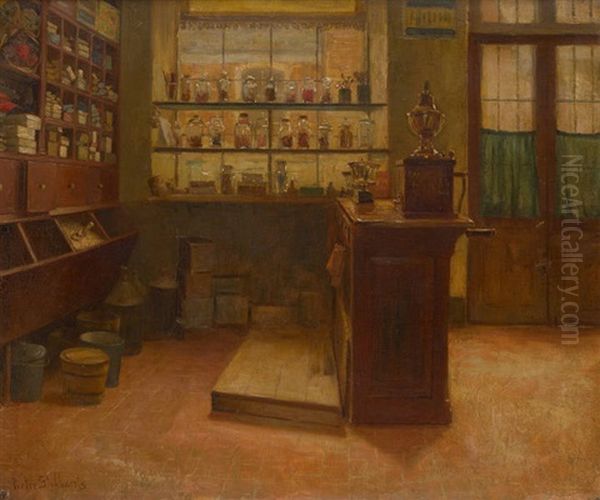Le Comptoir De L'epicerie Oil Painting by Pieter Stobbaerts