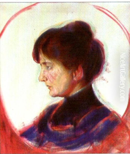 Bildnis Justine Stockmann-imfeld Oil Painting by Anton Stockmann